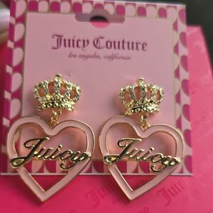 Juicy Couture Gold Crown Heart Earrings
